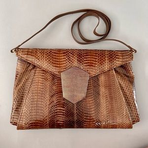 Vintage 1970s J Renee Brown Snakeskin Purse